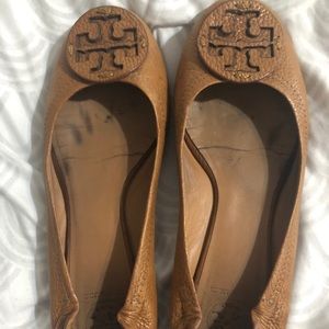 Tan Tory Burch Reva flats, size 8.5